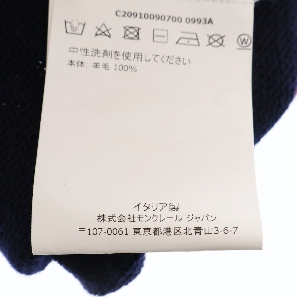 MONCLER(モンクレール) 17AW BERRETTO ボンボンデザイン ビーニー ニット帽子 ネイビー/レッド C20910090700 0993A