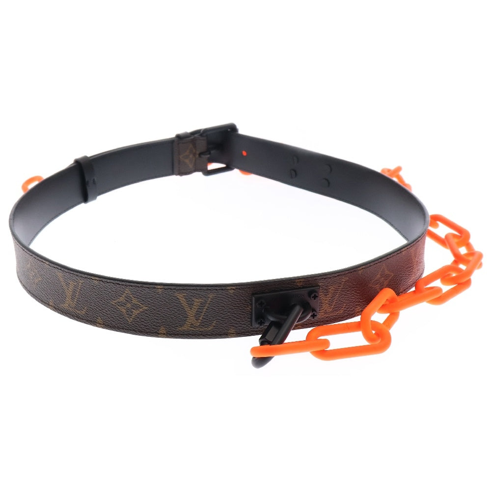 LOUIS VUITTON(ルイヴィトン) 19SS MP228 モノグラムサンチュールシグネチャー チェーン付き レザーベルト ブラウン