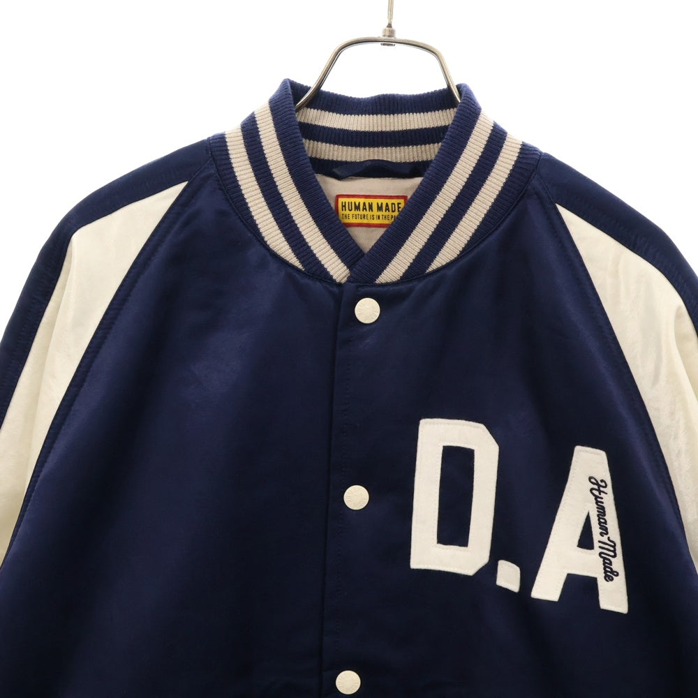HUMAN MADE(ヒューマンメイド) 25SS SATIN STADIUM JACKET サテン スタジアムジャケット ブルゾン ネイビー HM29JK020