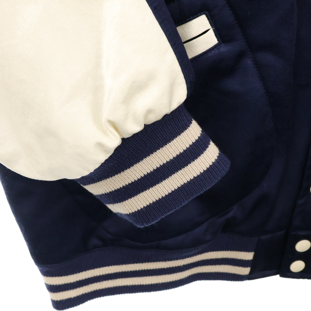 HUMAN MADE(ヒューマンメイド) 25SS SATIN STADIUM JACKET サテン スタジアムジャケット ブルゾン ネイビー HM29JK020