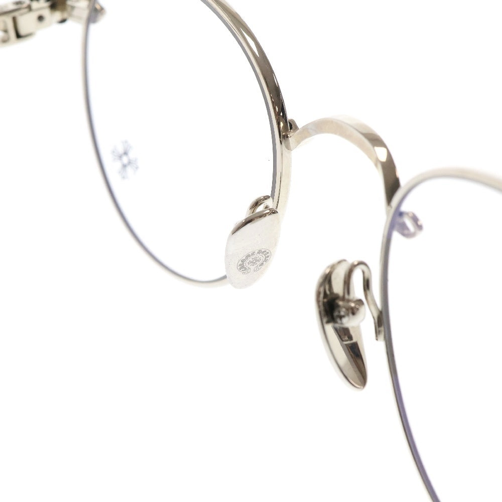 CHROME HEARTS(クロムハーツ) BUBBA-A クロステンプルメタルフレームラウンド眼鏡 シルバー/ブラック