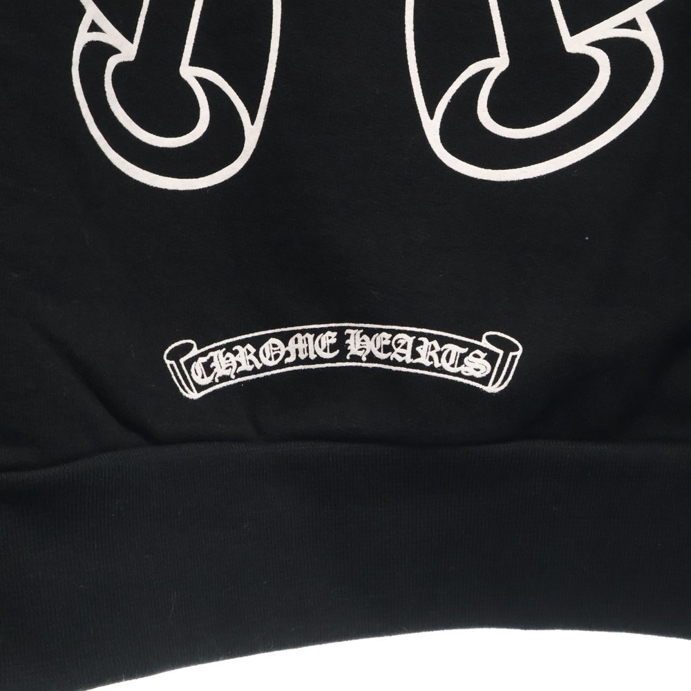 CHROME HEARTS(クロムハーツ) Horseshoe Crewneck Sweatshirt ホースシュープリント 袖フローラル クルーネックスウェットトレーナー ブラック