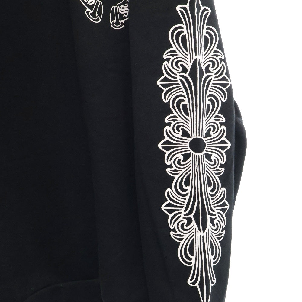 CHROME HEARTS(クロムハーツ) Horseshoe Crewneck Sweatshirt ホースシュープリント 袖フローラル クルーネックスウェットトレーナー ブラック