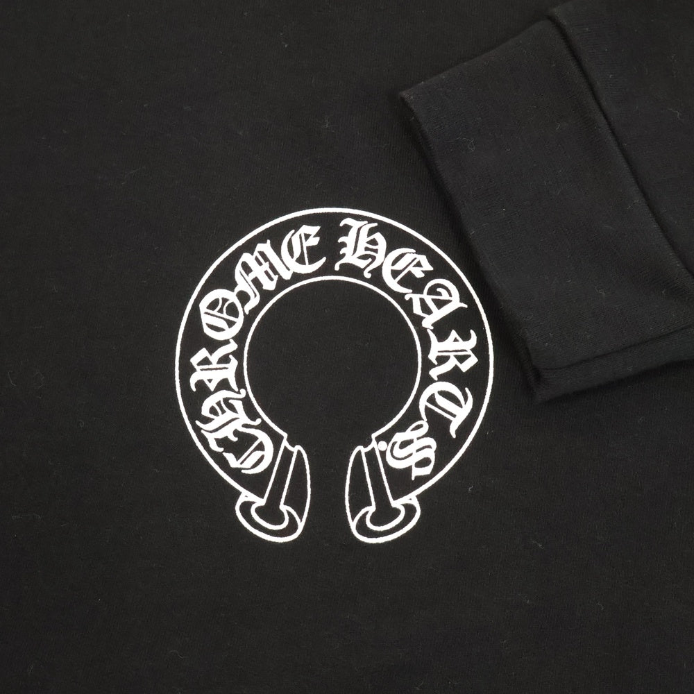 CHROME HEARTS(クロムハーツ) Horseshoe Crewneck Sweatshirt ホースシュープリント 袖フローラル クルーネックスウェットトレーナー ブラック