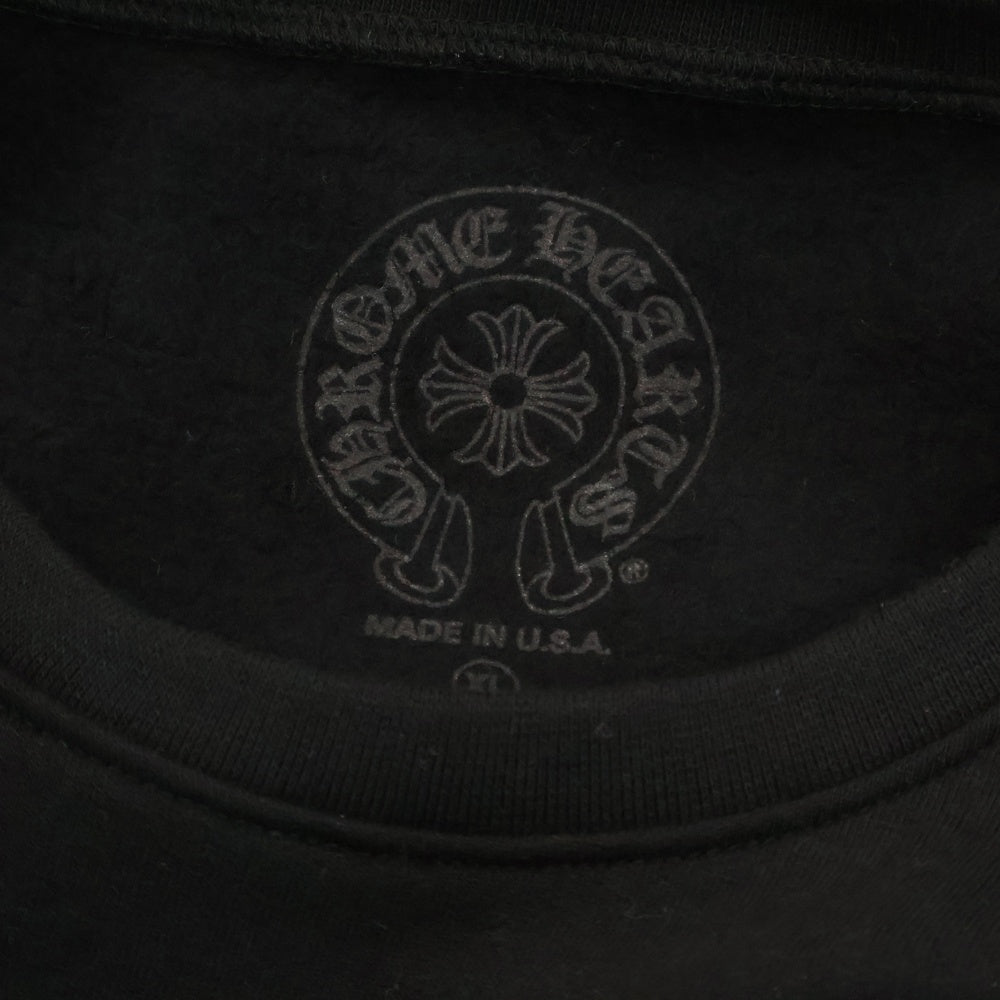 CHROME HEARTS(クロムハーツ) Horseshoe Crewneck Sweatshirt ホースシュープリント 袖フローラル クルーネックスウェットトレーナー ブラック