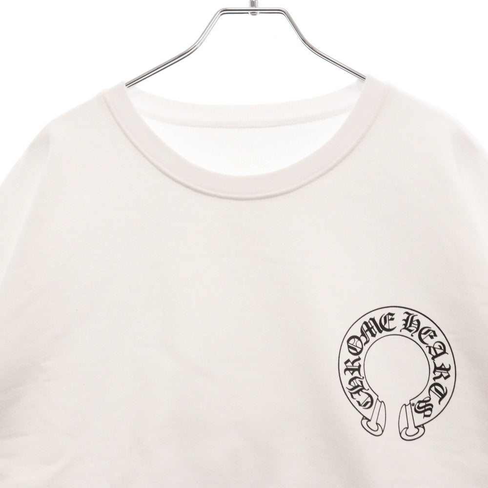 CHROME HEARTS(クロムハーツ) Horseshoe Crewneck Sweatshirt ホースシュープリント 袖フローラル クルーネックスウェットトレーナー ホワイト