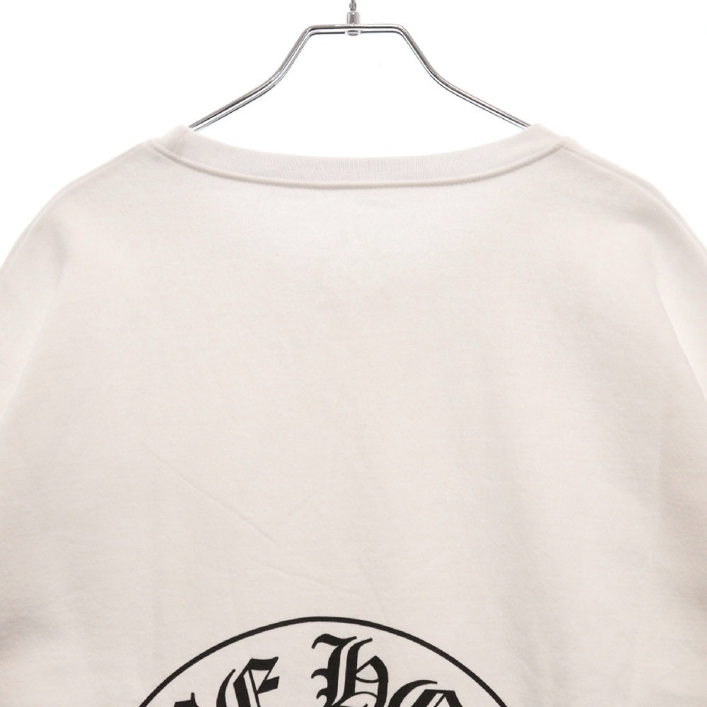 CHROME HEARTS(クロムハーツ) Horseshoe Crewneck Sweatshirt ホースシュープリント 袖フローラル クルーネックスウェットトレーナー ホワイト