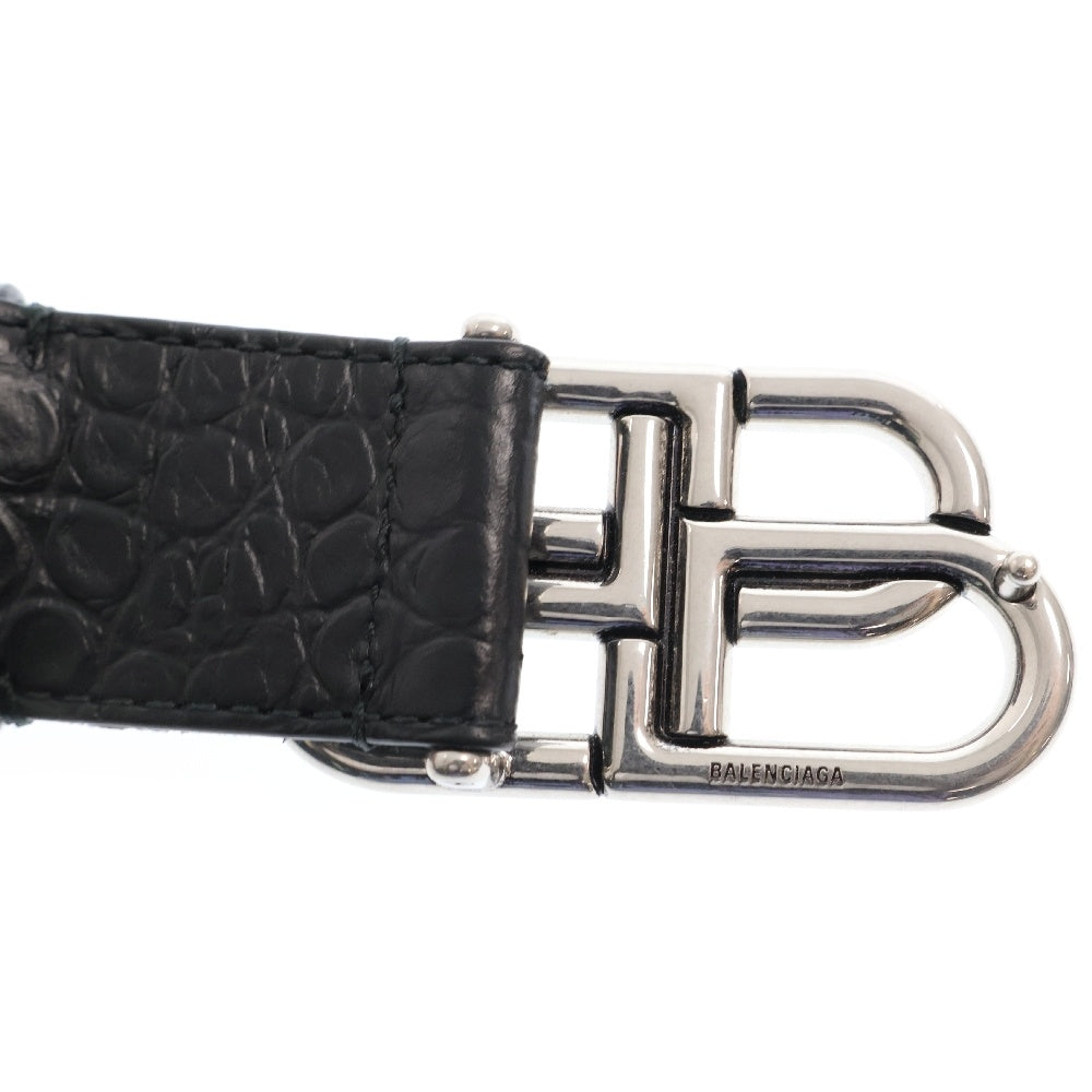 BALENCIAGA(バレンシアガ) BBロゴバックル 型押しレザー ベルト 570370 ブラック