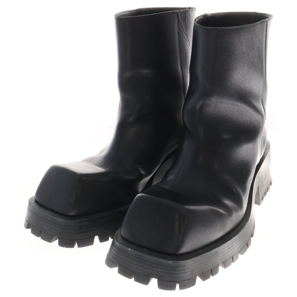 BALENCIAGA(バレンシアガ) TROOPER 678414 スクエアトゥ レザートルーパーブーツ ブラック