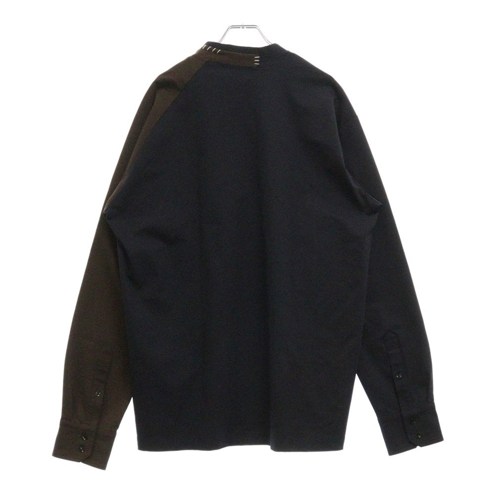 kolor(カラー) 22AW PULLOVER TEE ストレッチリボン プルオーバーシャツ ネイビー/ブラウン 22WCM-T01202