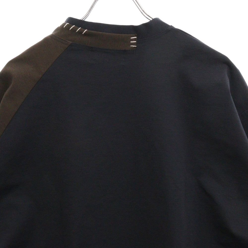 kolor(カラー) 22AW PULLOVER TEE ストレッチリボン プルオーバーシャツ ネイビー/ブラウン 22WCM-T01202