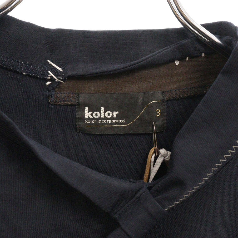 kolor(カラー) 22AW PULLOVER TEE ストレッチリボン プルオーバーシャツ ネイビー/ブラウン 22WCM-T01202