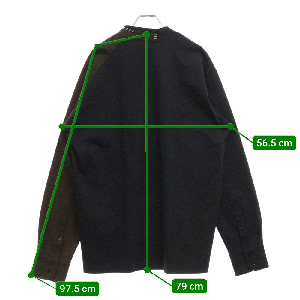 kolor(カラー) 22AW PULLOVER TEE ストレッチリボン プルオーバーシャツ ネイビー/ブラウン 22WCM-T01202