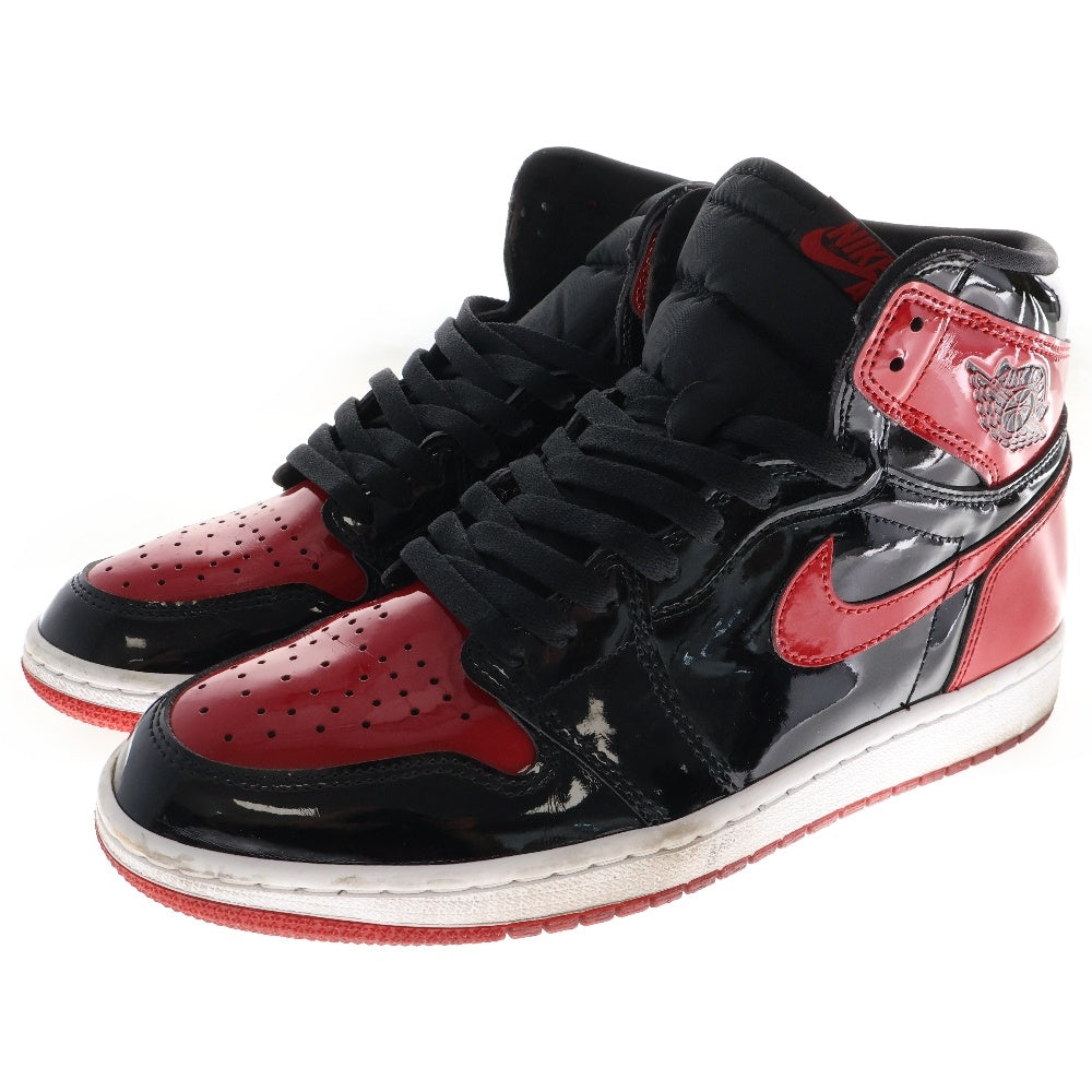 NIKE(ナイキ) AIR JORDAN 1 HIGH OG PATENT BRED 555088-063エアジョーダン1 OG パテント ブレッド ハイカットスニーカー ブラック/レッド US9/27cm