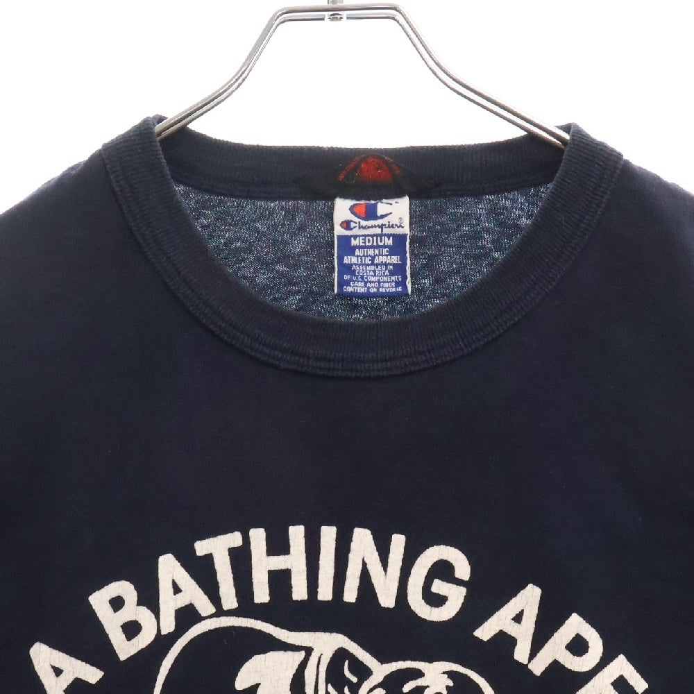 A BATHING APE(アベイシングエイプ) 90S Championタグ GENERALS ロゴ プリント クルーネック半袖Tシャツ ネイビー