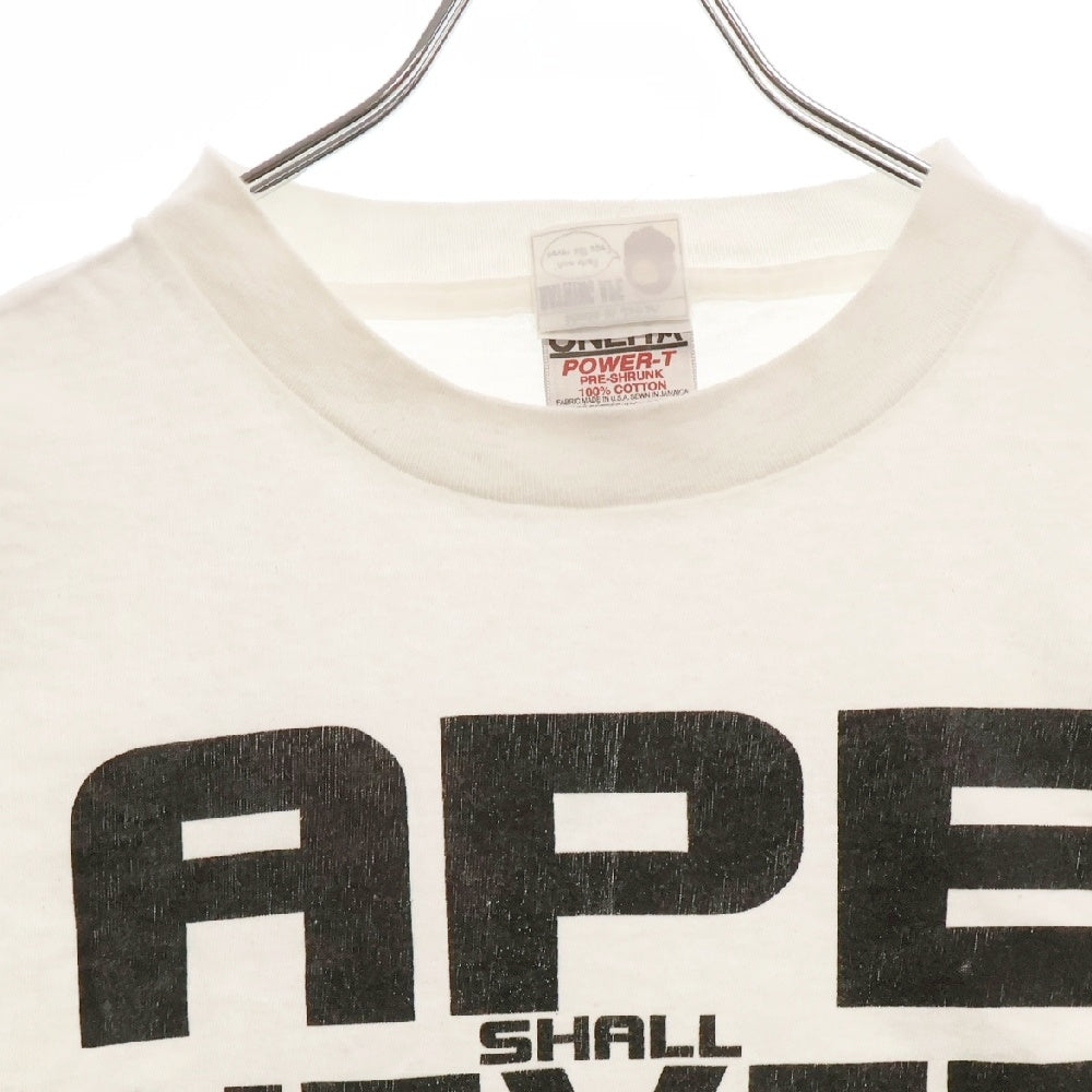 A BATHING APE(アベイシングエイプ) 90S VINTAGE ONEITA タグ APE SHALL NEVER KILL APE プリント 半袖Tシャツ ホワイト