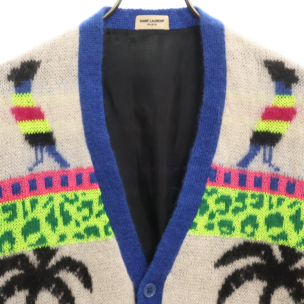 SAINT LAURENT PARIS(サンローランパリ) Jacquard Mohair Dinosaur Cardigan 408949 Y1XI2 ジャカードモヘアダイナソーカーディガン マルチ