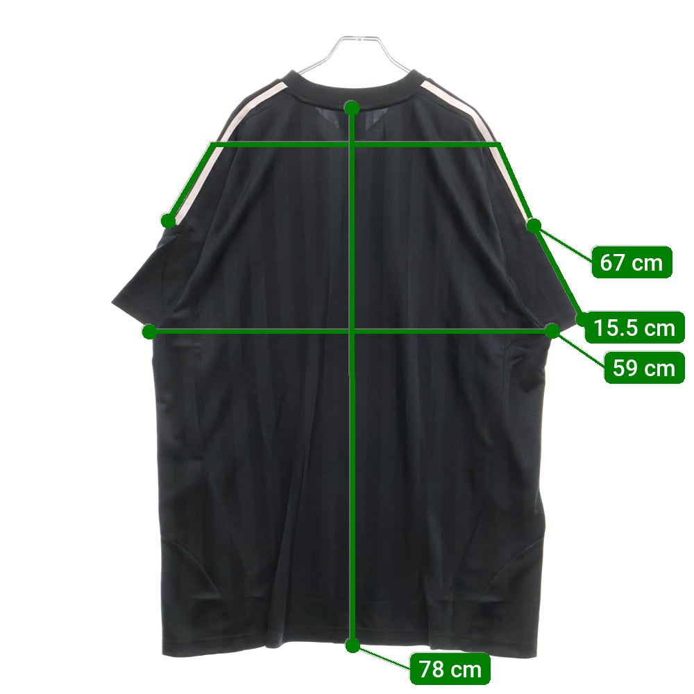 BALENCIAGA(バレンシアガ) 23SS ×Soccer Sporty Stripe Jersey アディダス ストライプVネック半袖サッカー Tシャツ カットソー ユニフォーム ブラック 723663 TNV13