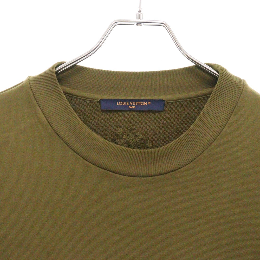 LOUIS VUITTON(ルイヴィトン) 24SS Cotton Signature Sweatshirt コットンシグネチャースウェットシャツ クルーネックトレーナー RM241 FWC HQY88W カーキ
