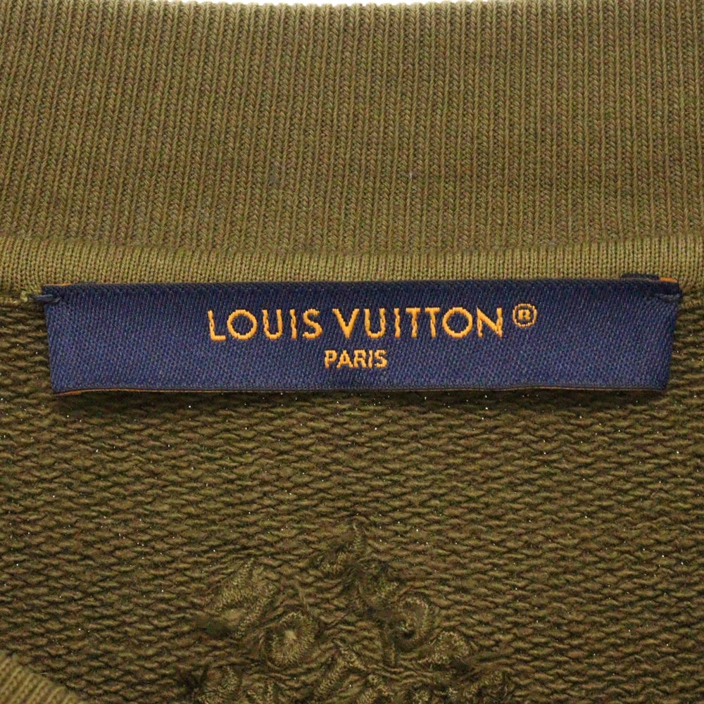 LOUIS VUITTON(ルイヴィトン) 24SS Cotton Signature Sweatshirt コットンシグネチャースウェットシャツ クルーネックトレーナー RM241 FWC HQY88W カーキ