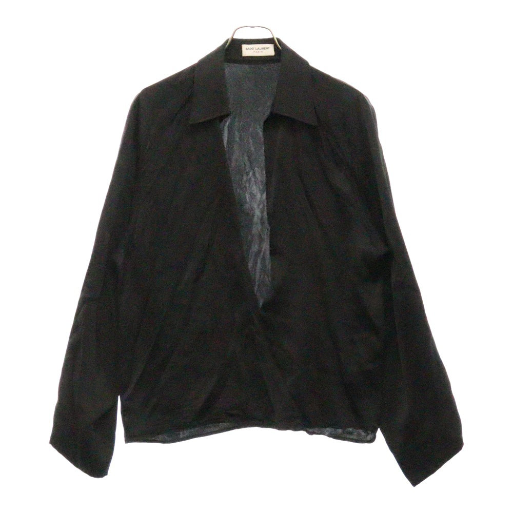SAINT LAURENT PARIS(サンローランパリ) 23SS ヴァルーズ プルオーバー長袖スキッパーシャツ シルク ブラック 733571 Y900R