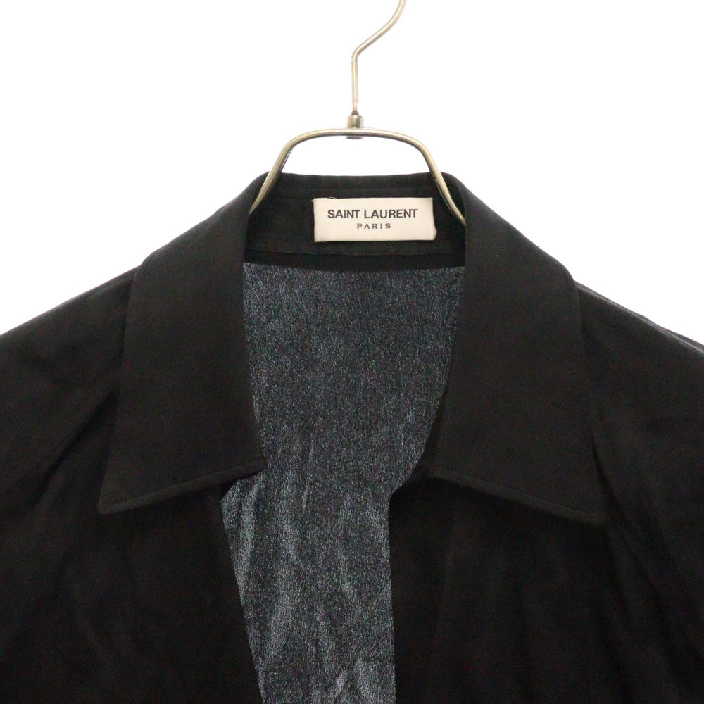 SAINT LAURENT PARIS(サンローランパリ) 23SS ヴァルーズ プルオーバー長袖スキッパーシャツ シルク ブラック 733571 Y900R