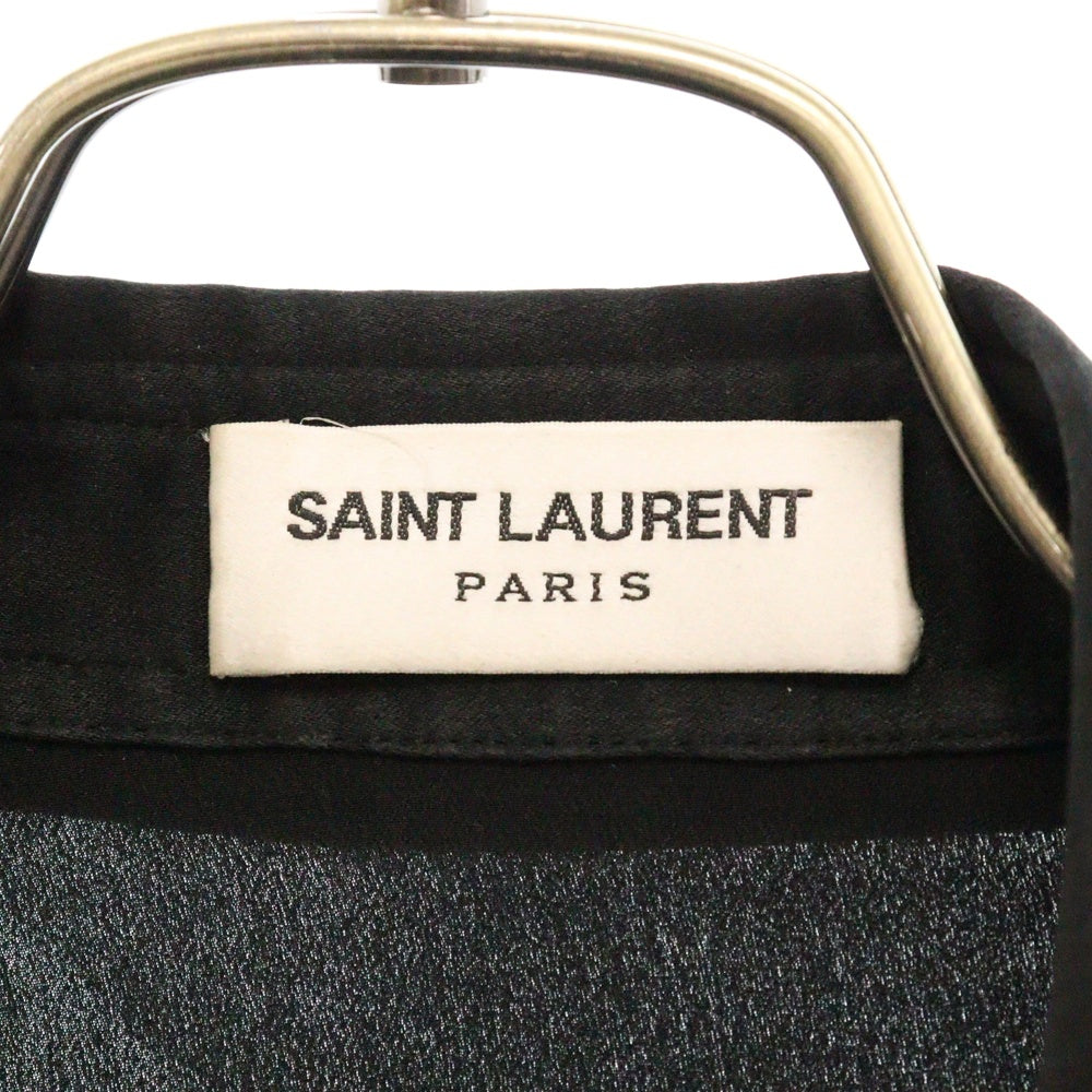 SAINT LAURENT PARIS(サンローランパリ) 23SS ヴァルーズ プルオーバー長袖スキッパーシャツ シルク ブラック 733571 Y900R