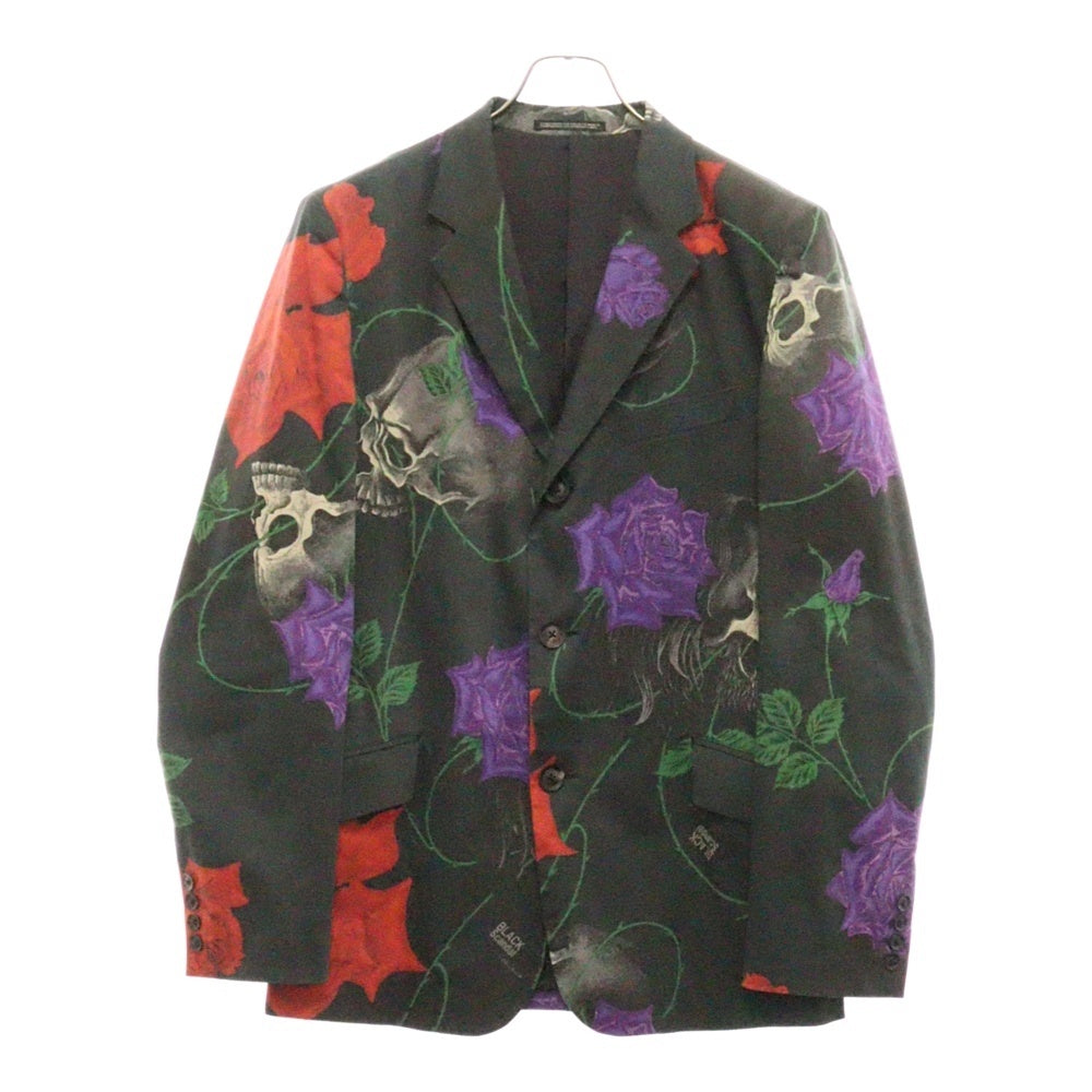 BLACK Scandal Yohji Yamamoto(ブラックスキャンダルヨウジヤマモト) 18SS 復刻スカルローズプリント テーラードジャケット HW-J65-033 ブラック