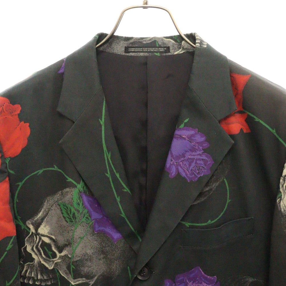 BLACK Scandal Yohji Yamamoto(ブラックスキャンダルヨウジヤマモト) 18SS 復刻スカルローズプリント テーラードジャケット HW-J65-033 ブラック