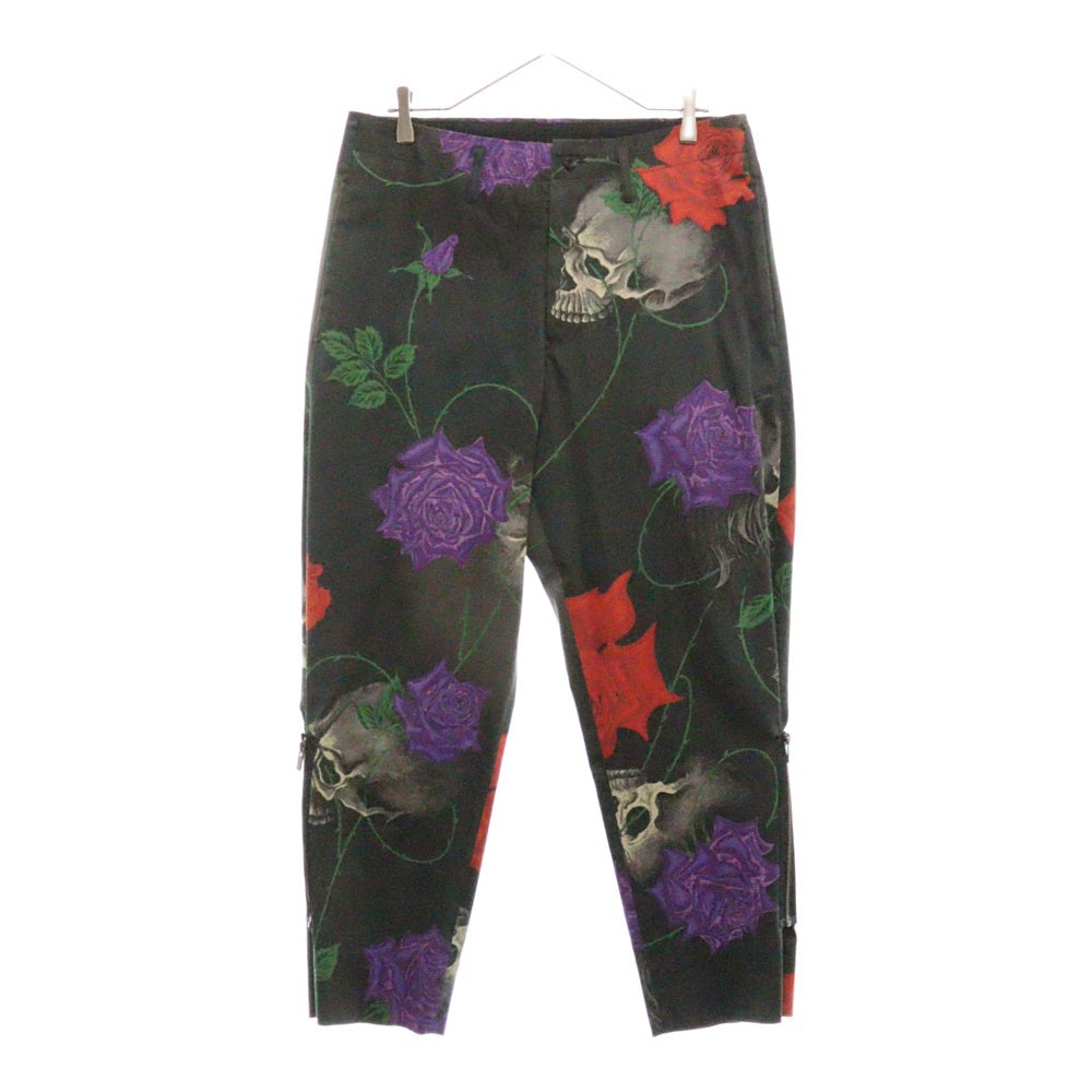 BLACK Scandal Yohji Yamamoto(ブラックスキャンダルヨウジヤマモト) 18SS 復刻スカルローズプリント ストレートパンツ HW-P95-033 ブラック