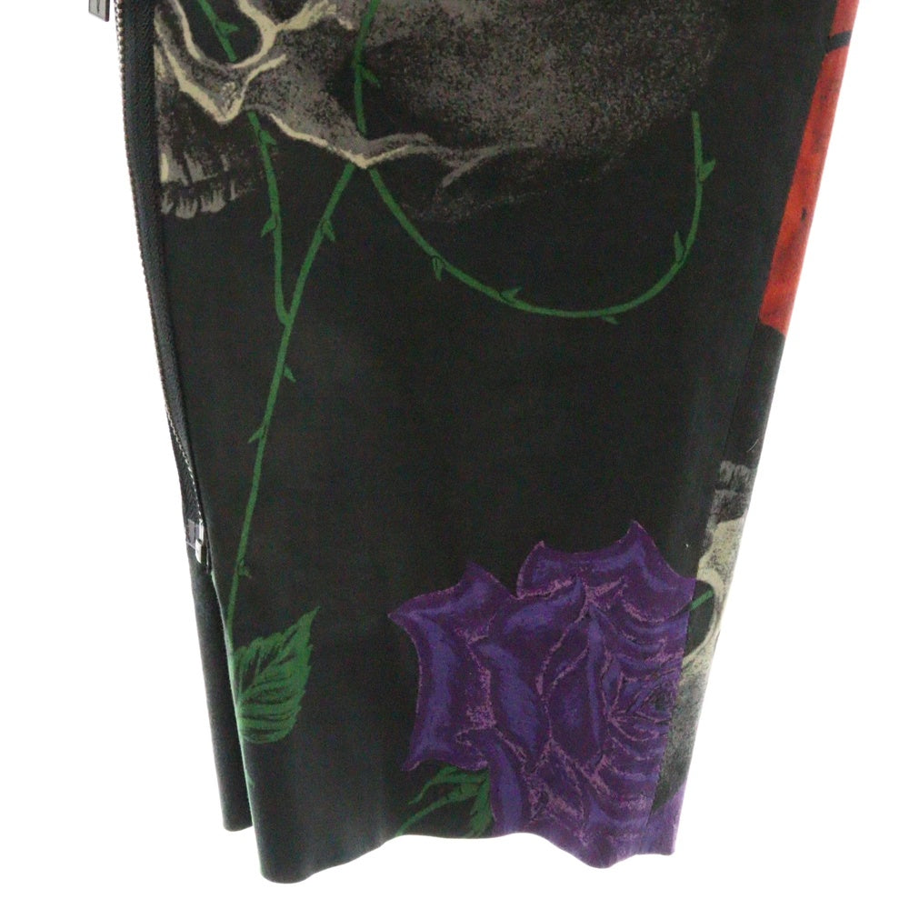 BLACK Scandal Yohji Yamamoto(ブラックスキャンダルヨウジヤマモト) 18SS 復刻スカルローズプリント ストレートパンツ HW-P95-033 ブラック