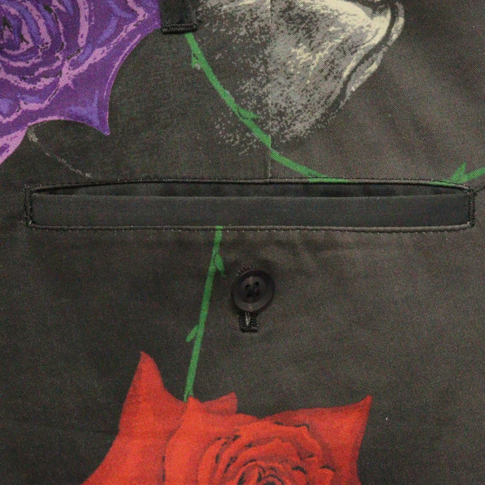 BLACK Scandal Yohji Yamamoto(ブラックスキャンダルヨウジヤマモト) 18SS 復刻スカルローズプリント ストレートパンツ HW-P95-033 ブラック