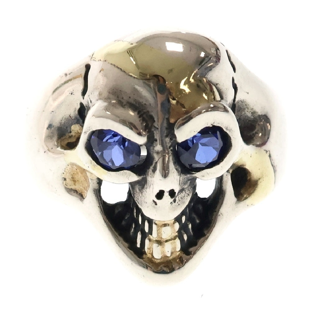 Bill Wall Leather/BWL(ビルウォールレザー) SKULL RING ブルーアイ スカルシルバーリング シルバー/ゴールド/ブルー
