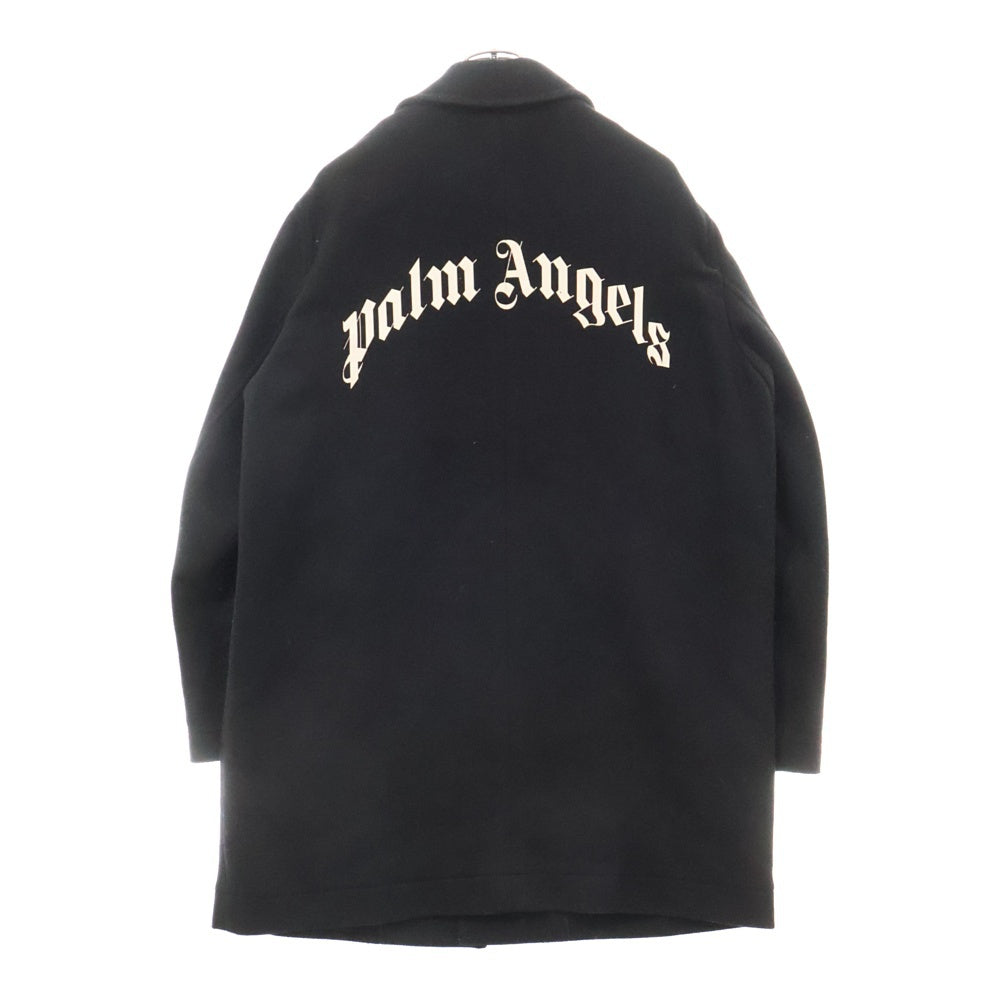 Palm Angels(パームエンジェルス) バックロゴ ウールロングコート PMEA187F21FAB001 ブラック