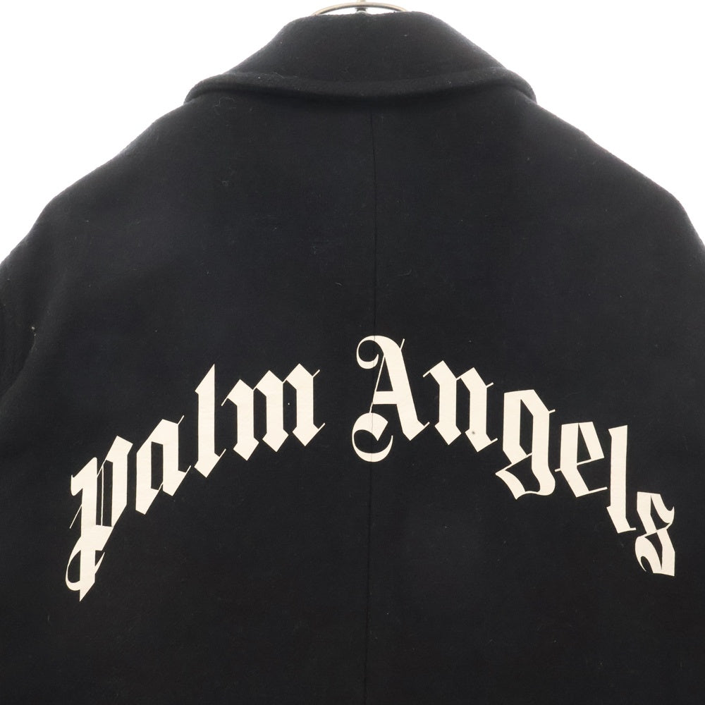 Palm Angels(パームエンジェルス) バックロゴ ウールロングコート PMEA187F21FAB001 ブラック