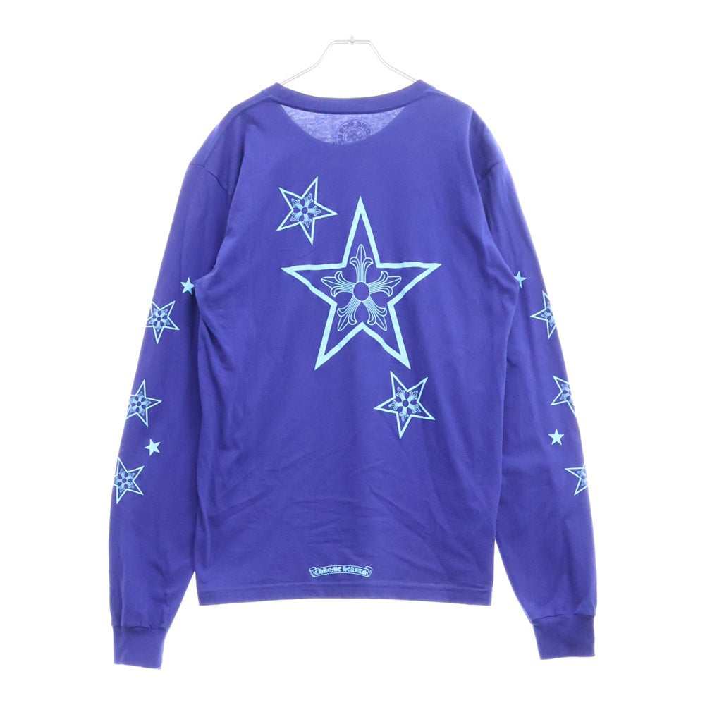 CHROME HEARTS(クロムハーツ) BLUE STAR LONG SLEEVE TEE バックスタープリントクルーネック長袖Tシャツ ブルー