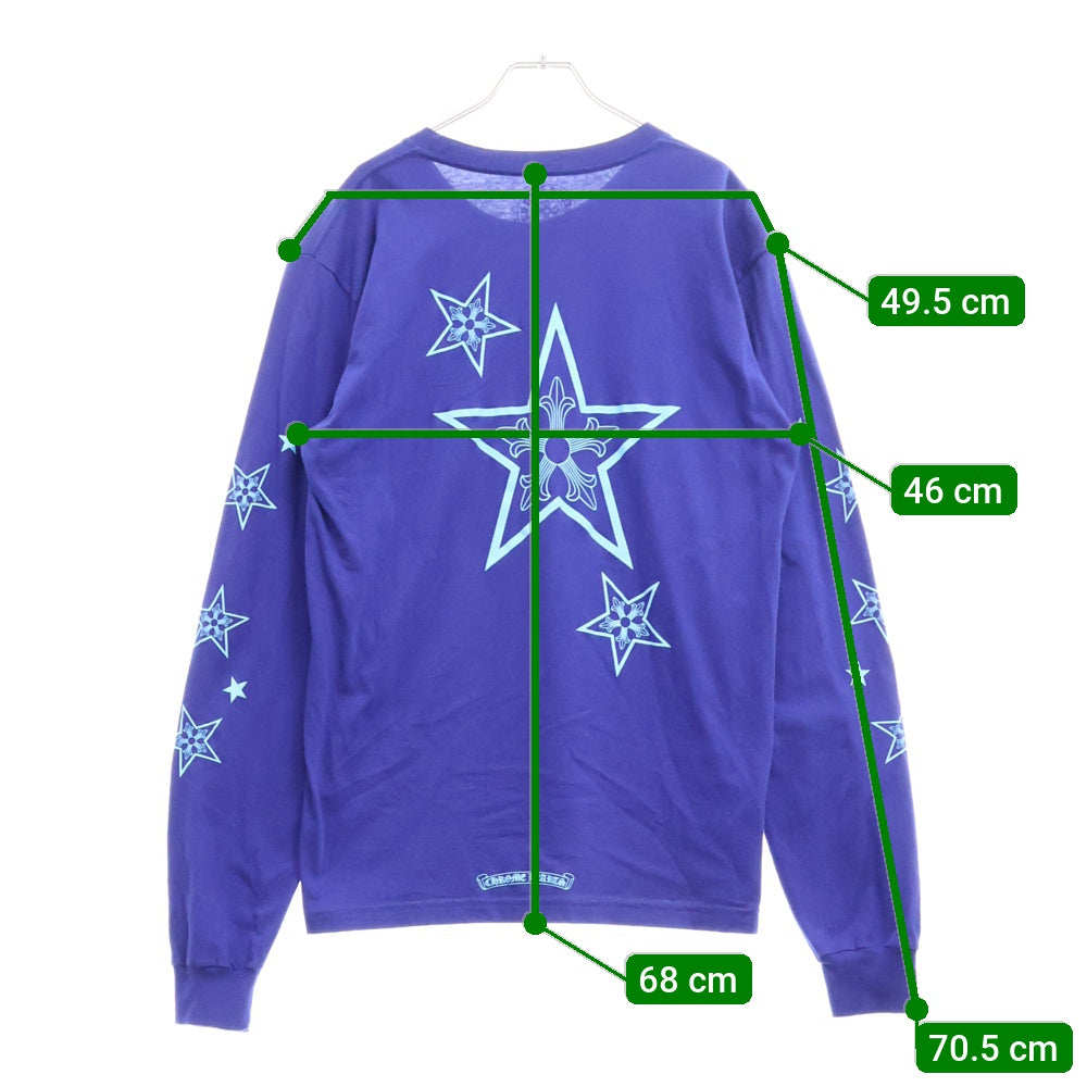 CHROME HEARTS(クロムハーツ) BLUE STAR LONG SLEEVE TEE バックスタープリントクルーネック長袖Tシャツ ブルー