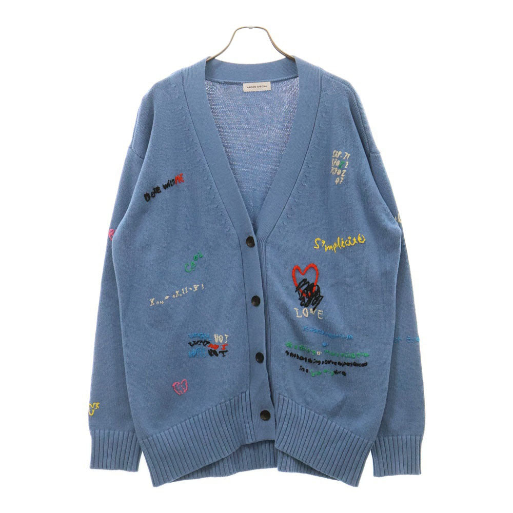 MAISON SPECIAL(メゾンスペシャル ) ライフワードエンブロイダリーニットカーディガン ブルー 21232365306