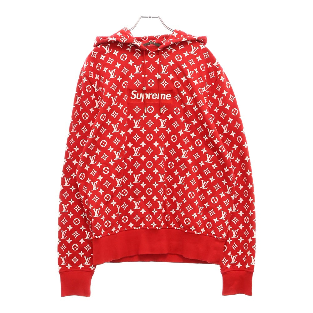 LOUIS VUITTON(ルイヴィトン) 17AW LV Box Logo Hooded Sweatshirt ×SUPREME モノグラムボックスロゴプルオーバーパーカー レッド HDY91WJIU