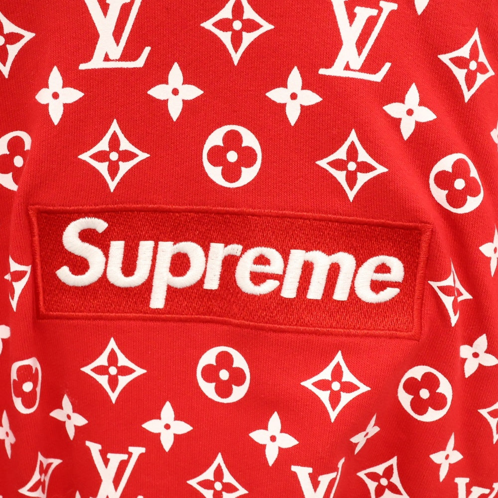 LOUIS VUITTON(ルイヴィトン) 17AW LV Box Logo Hooded Sweatshirt ×SUPREME モノグラムボックスロゴプルオーバーパーカー レッド HDY91WJIU