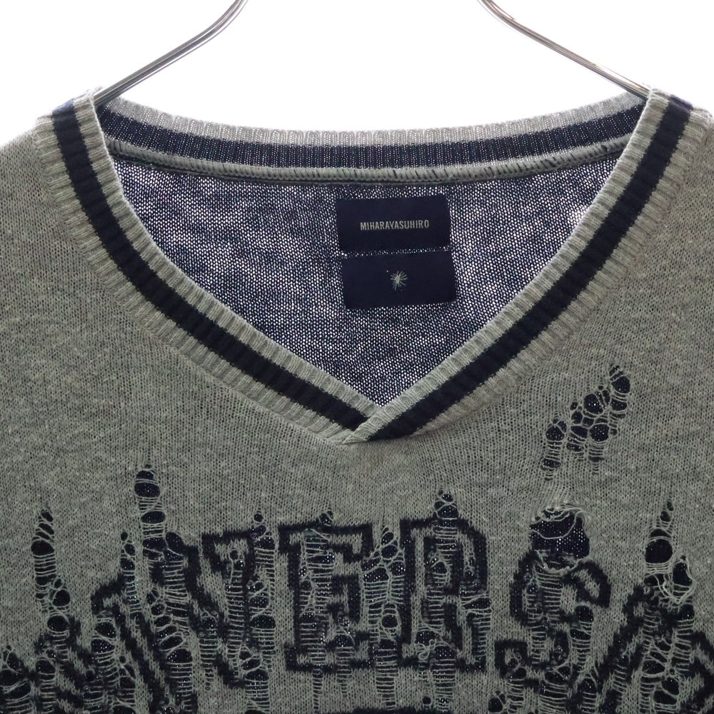 MIHARA YASUHIRO(ミハラヤスヒロ) ダメージ加工長袖 ニットセーター 51533369 グレー