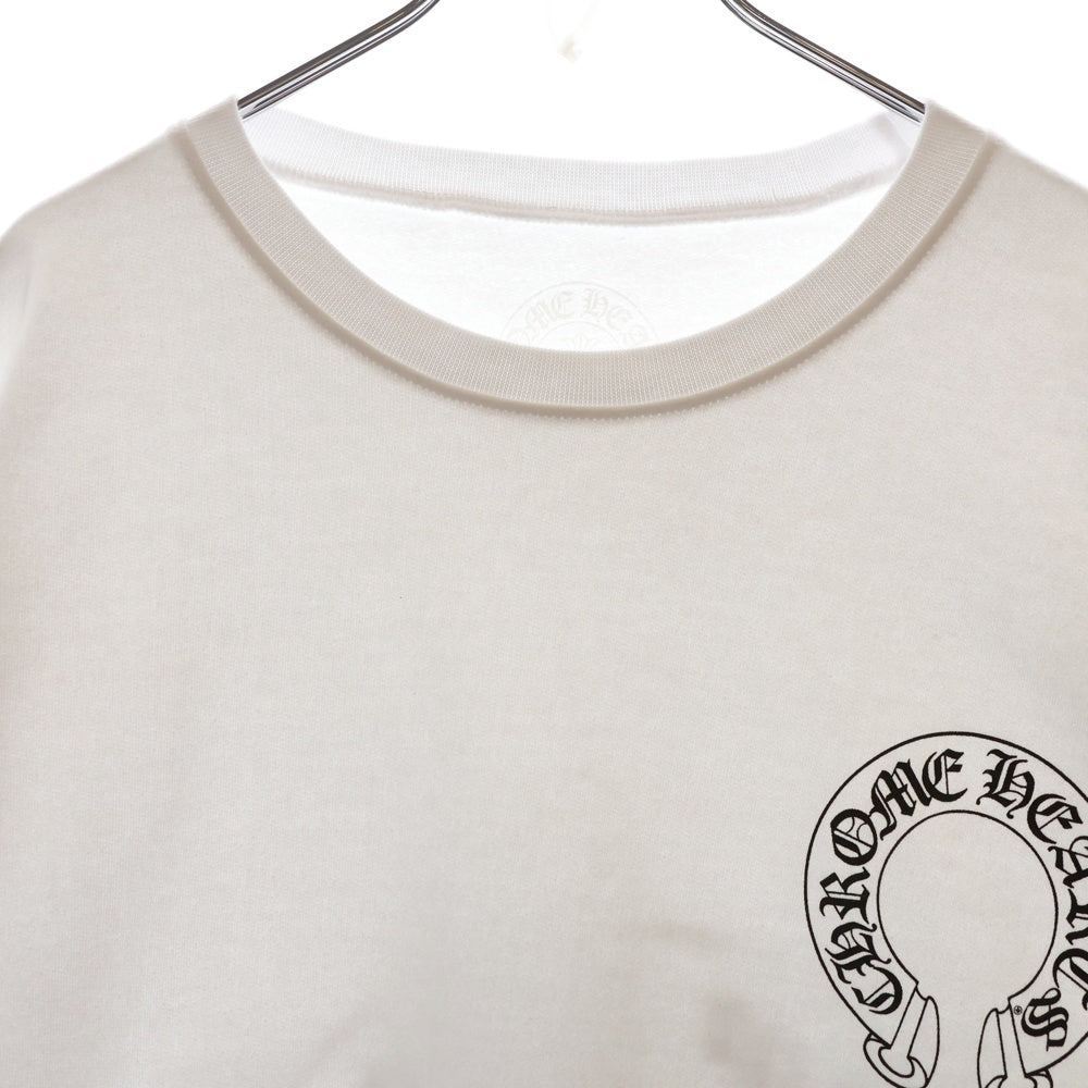 CHROME HEARTS(クロムハーツ) Horseshoe Crewneck Sweatshirt ホースシュープリント 袖フローラル クルーネックスウェットトレーナー ホワイト