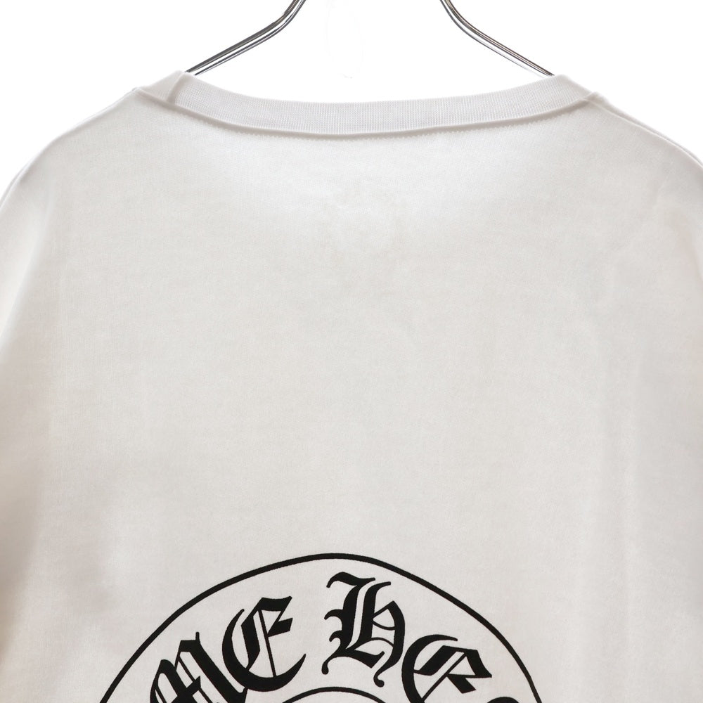 CHROME HEARTS(クロムハーツ) Horseshoe Crewneck Sweatshirt ホースシュープリント 袖フローラル クルーネックスウェットトレーナー ホワイト