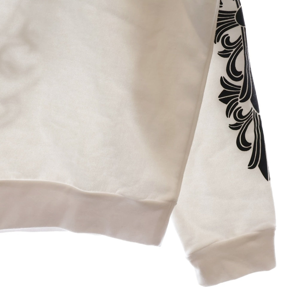 CHROME HEARTS(クロムハーツ) Horseshoe Crewneck Sweatshirt ホースシュープリント 袖フローラル クルーネックスウェットトレーナー ホワイト