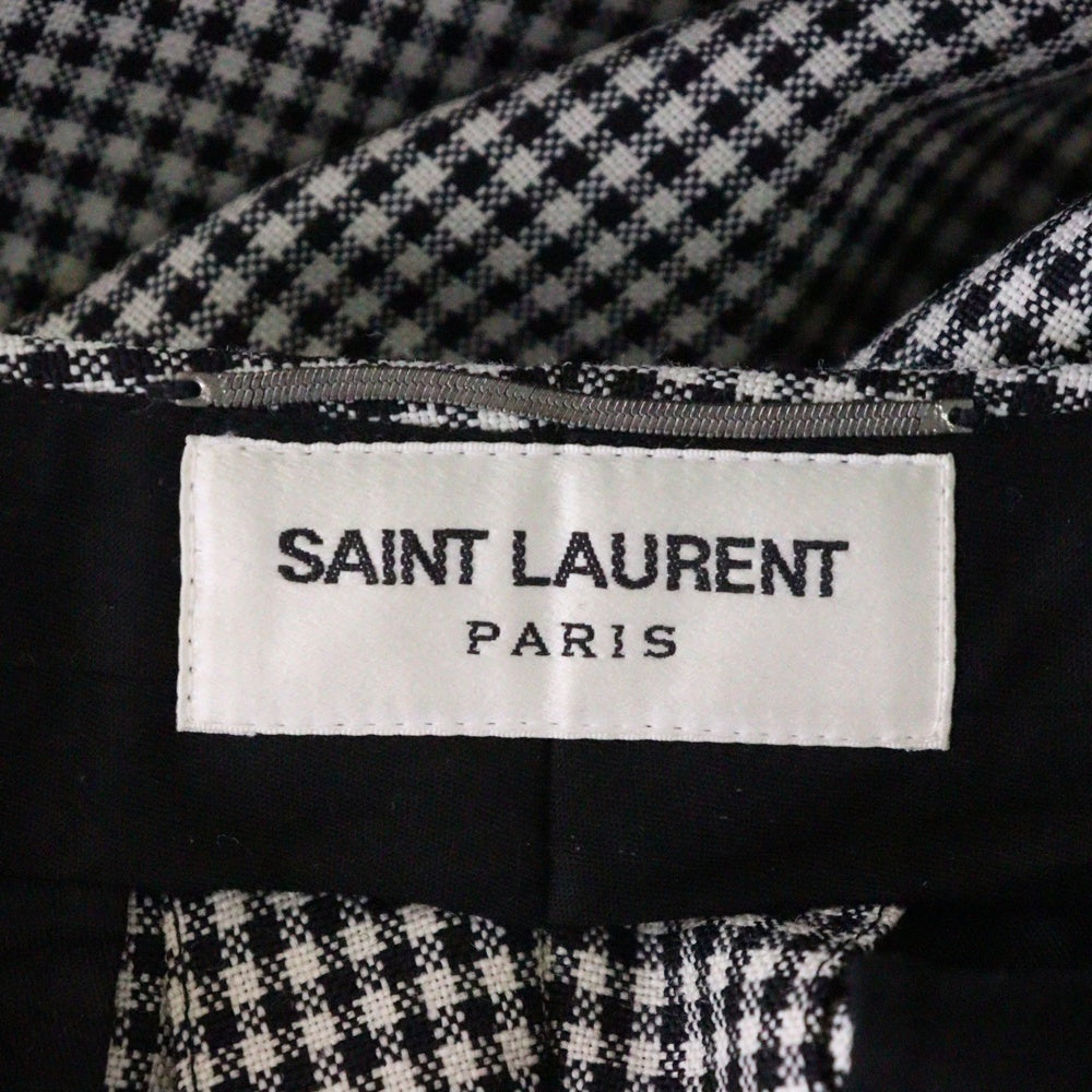 SAINT LAURENT PARIS(サンローランパリ) HOUNDSTOOTH PATTERN TAPERED SLACKS 千鳥格子柄テーパードスラックス ホワイト/ブラック 682379 Y1E14