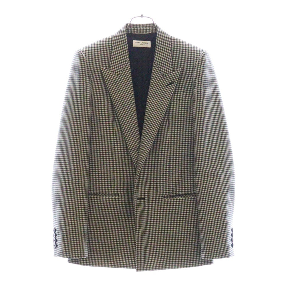 SAINT LAURENT PARIS(サンローランパリ) HOUNDSTOOTH PATTERN TAILORED JACKET 千鳥格子柄ピークドラペルテーラードジャケット 680069 Y1E14 ホワイト/ブラック