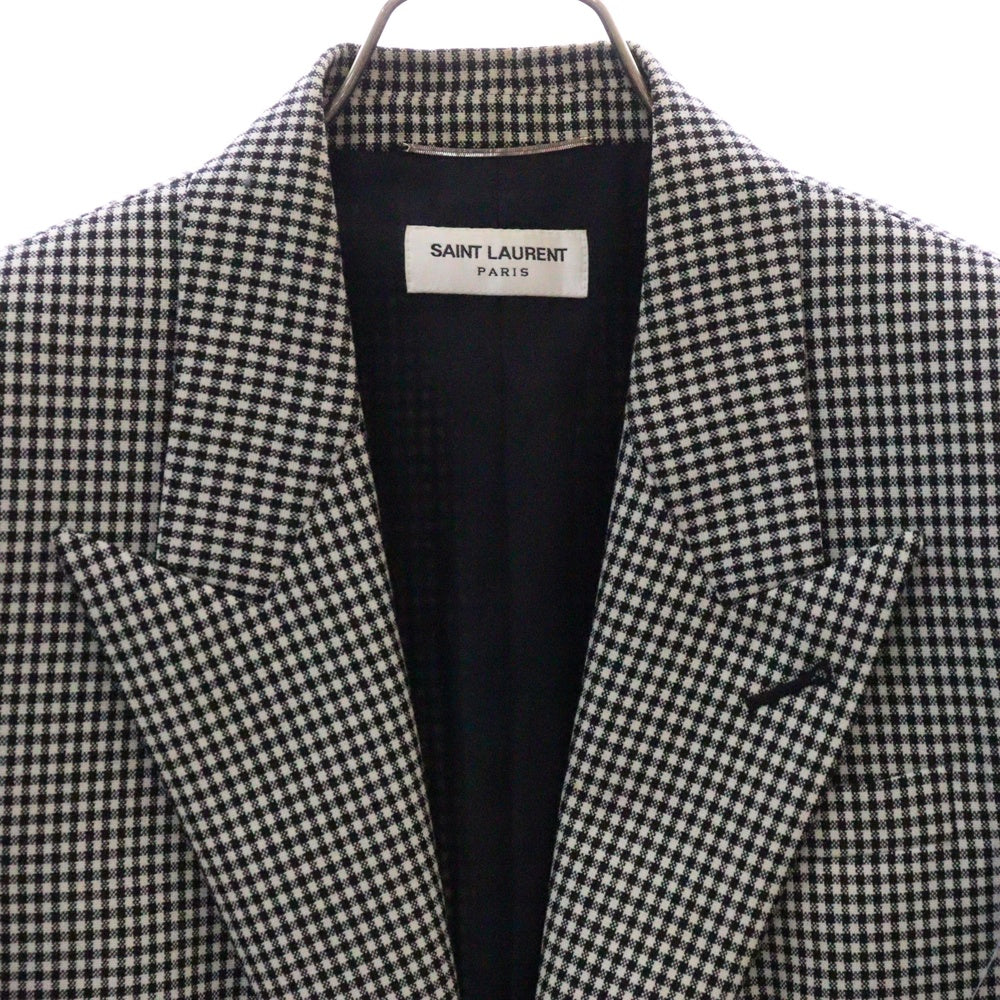 SAINT LAURENT PARIS(サンローランパリ) HOUNDSTOOTH PATTERN TAILORED JACKET 千鳥格子柄ピークドラペルテーラードジャケット 680069 Y1E14 ホワイト/ブラック
