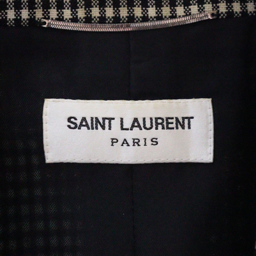 SAINT LAURENT PARIS(サンローランパリ) HOUNDSTOOTH PATTERN TAILORED JACKET 千鳥格子柄ピークドラペルテーラードジャケット 680069 Y1E14 ホワイト/ブラック