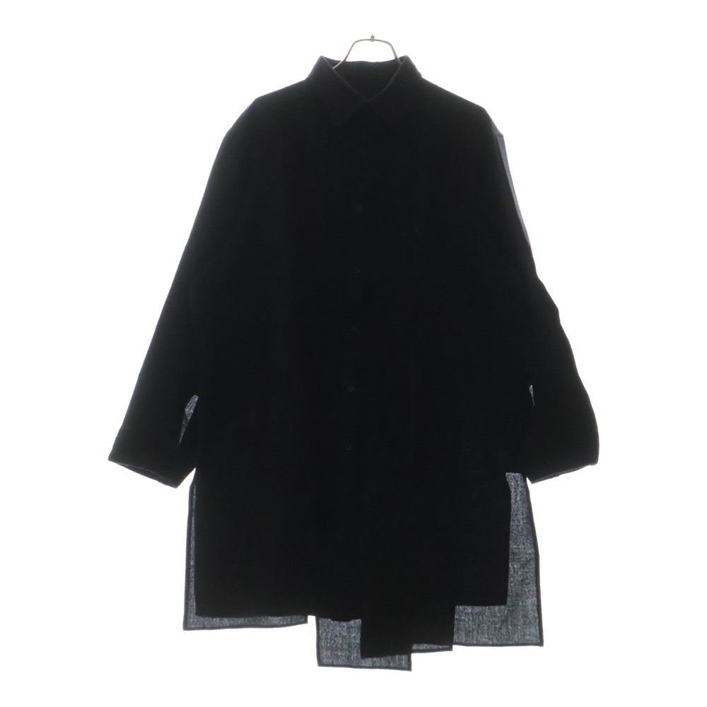 Yohji Yamamoto POUR HOMME(ヨウジヤマモト プールオム) 24AW ドッキング ウール ロングスリーブ長袖シャツ HO-B21-551 ブラック
