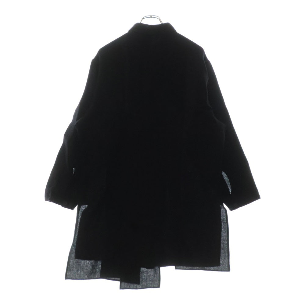 Yohji Yamamoto POUR HOMME(ヨウジヤマモト プールオム) 24AW ドッキング ウール ロングスリーブ長袖シャツ HO-B21-551 ブラック